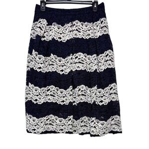 Parisian Chic Dark Academia Preppy Lace Midi Skirt Women Size 4 Cottage Noir